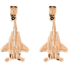 14K or 18K Gold 26mm Airplane Earrings