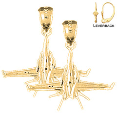 14K or 18K Gold Airplane Earrings