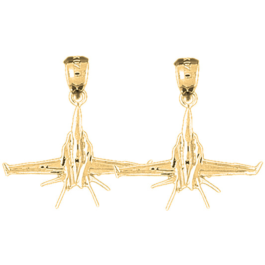 14K or 18K Gold 23mm Airplane Earrings