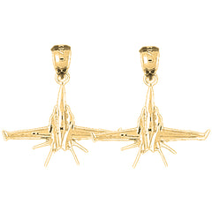 14K or 18K Gold 23mm Airplane Earrings