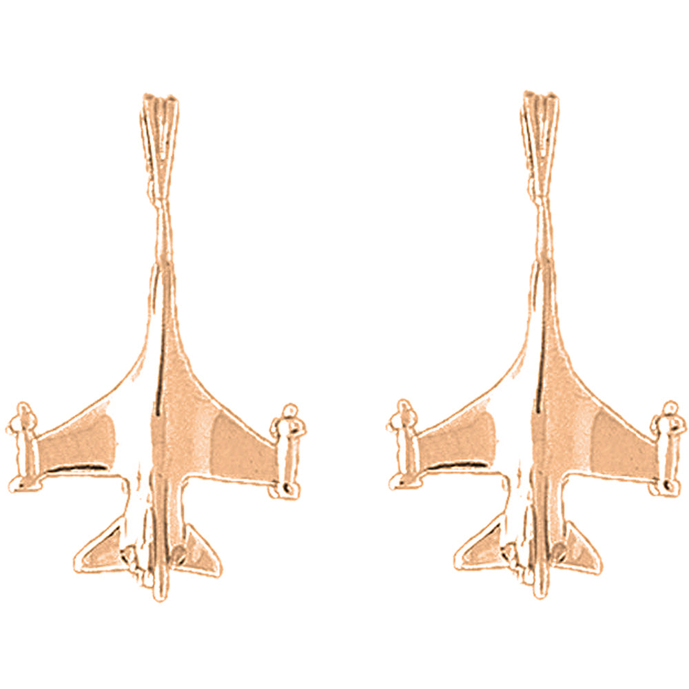 14K or 18K Gold 26mm Airplane Earrings
