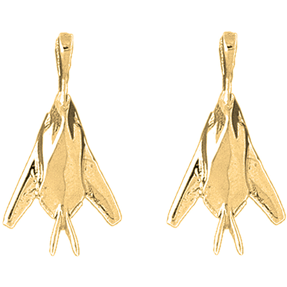 14K or 18K Gold 27mm Airplane Earrings