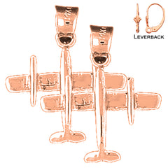 14K or 18K Gold 3D Airplane Earrings
