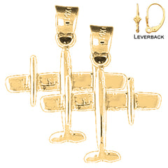 14K or 18K Gold 3D Airplane Earrings