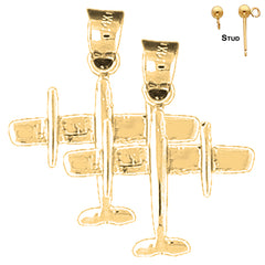 14K or 18K Gold 3D Airplane Earrings