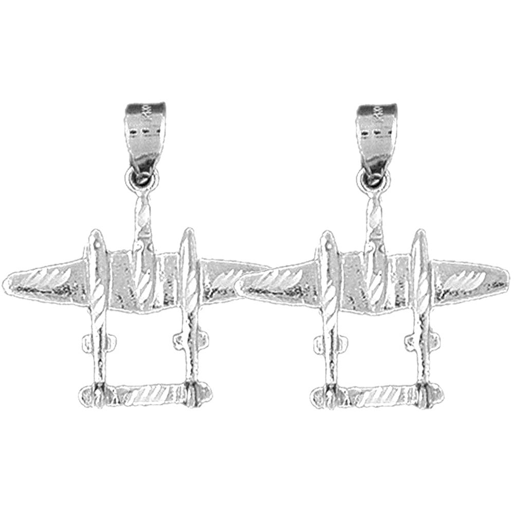 14K or 18K Gold 26mm Airplane Earrings