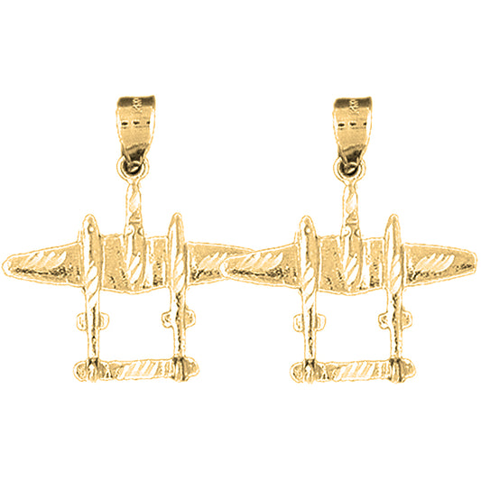 14K or 18K Gold 26mm Airplane Earrings