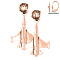 14K or 18K Gold 3D Airplane Earrings