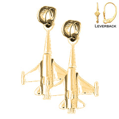 14K or 18K Gold 3D Airplane Earrings
