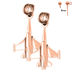 14K or 18K Gold 3D Airplane Earrings