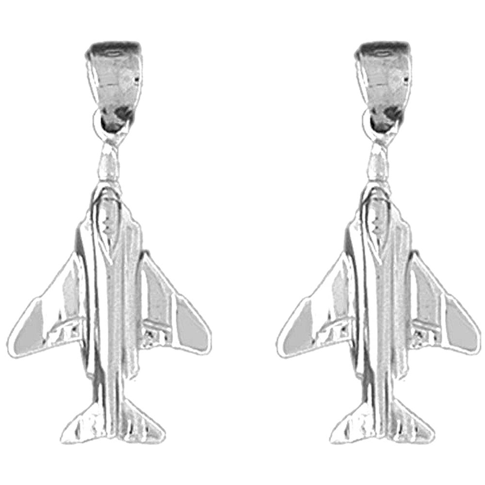14K or 18K Gold 25mm Airplane Earrings