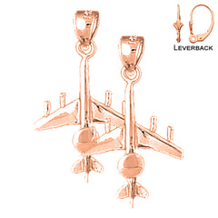 14K or 18K Gold Airplane Earrings