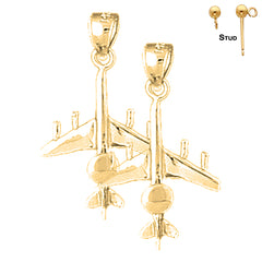 14K or 18K Gold Airplane Earrings