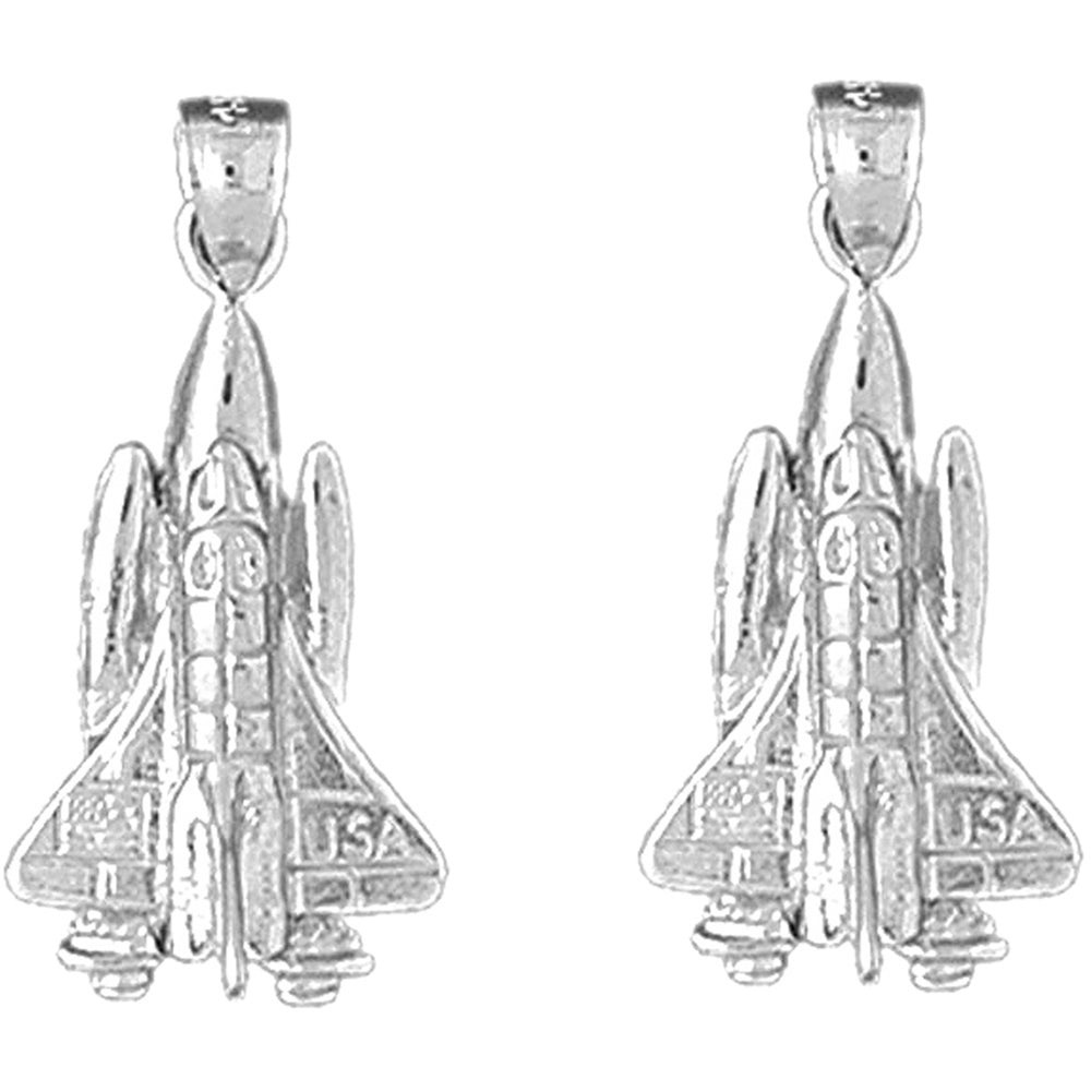 14K or 18K Gold 26mm Space Shuttle Earrings