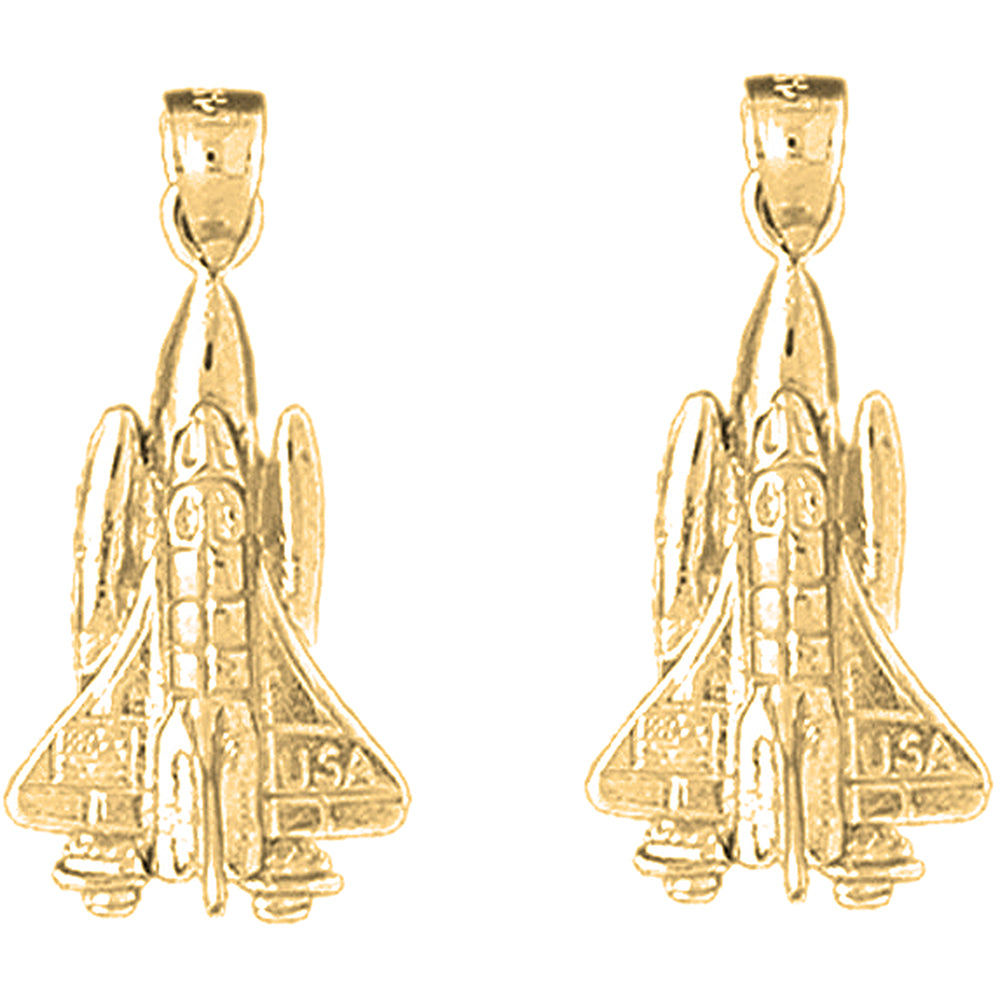 14K or 18K Gold 26mm Space Shuttle Earrings