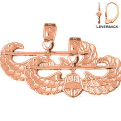 14K or 18K Gold United States Air Force Earrings