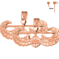 14K or 18K Gold United States Air Force Earrings