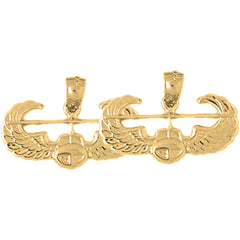 Yellow Gold-plated Silver 14mm United States Air Force Earrings