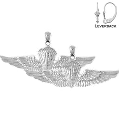 27 mm große Ohrringe der US Air Force aus Sterlingsilber (weiß- oder gelbvergoldet)