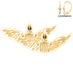 14K or 18K Gold United States Air Force Earrings