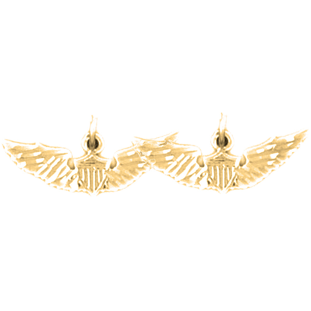 Yellow Gold-plated Silver 9mm United States Air Force Earrings