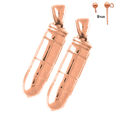14K oder 18K Gold 28mm 3D Bullet Ohrringe