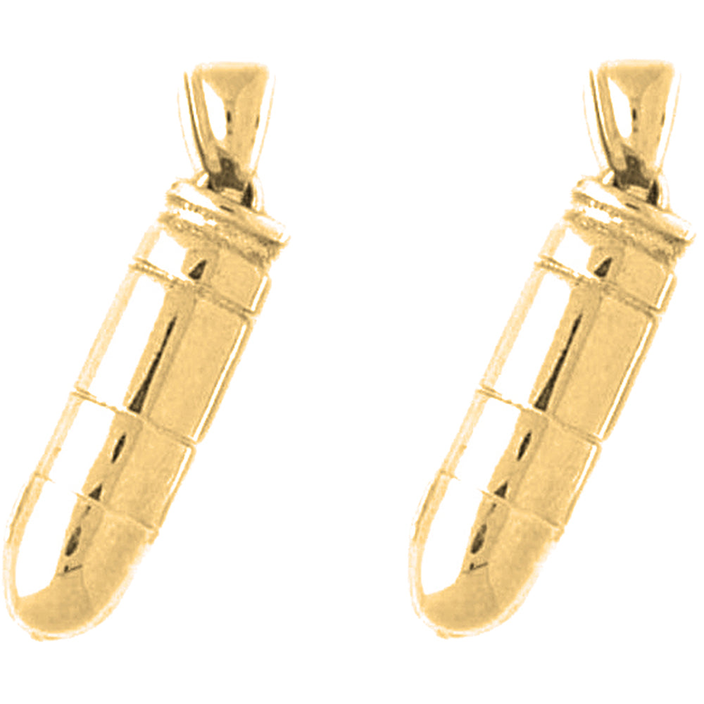 14K or 18K Gold 28mm 3D Bullet Earrings