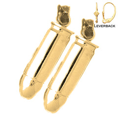 Pendientes de bala 3D de oro de 14 quilates o 18 quilates de 35 mm
