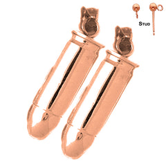 Pendientes de bala 3D de oro de 14 quilates o 18 quilates de 35 mm