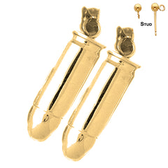 Pendientes de bala 3D de oro de 14 quilates o 18 quilates de 35 mm