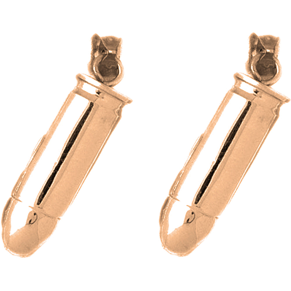 14K or 18K Gold 35mm 3D Bullet Earrings