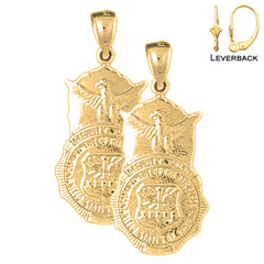 14K or 18K Gold Air Force Badge Earrings