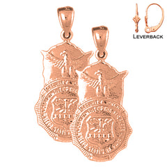 14K or 18K Gold Air Force Badge Earrings