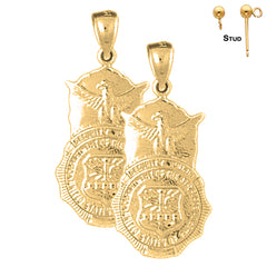 14K or 18K Gold Air Force Badge Earrings