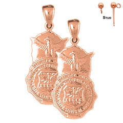 14K or 18K Gold Air Force Badge Earrings