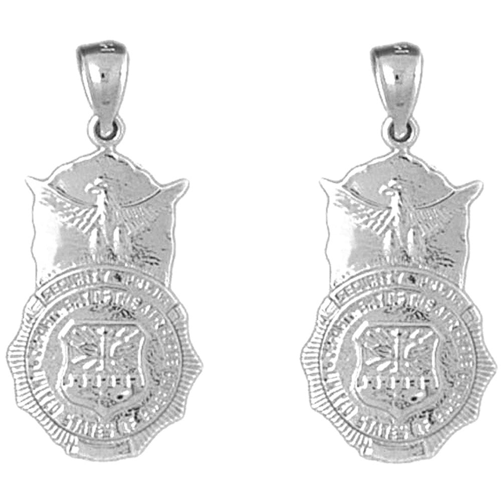 Sterling Silver 29mm Air Force Badge Earrings