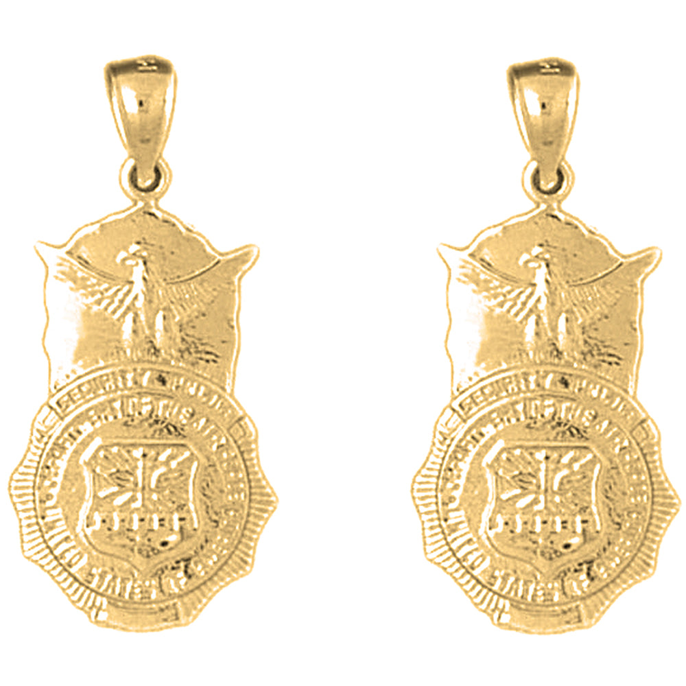 Yellow Gold-plated Silver 29mm Air Force Badge Earrings