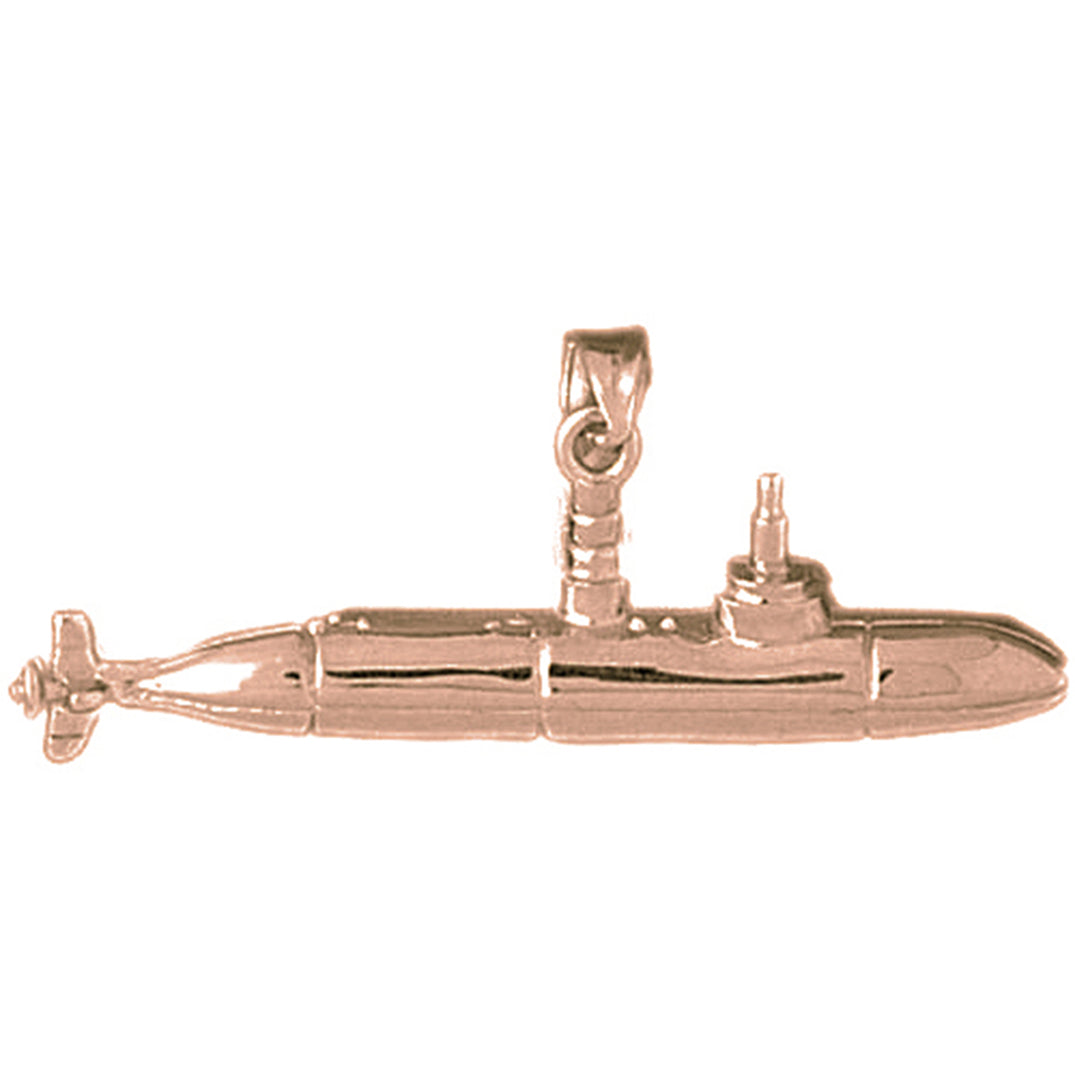 10K, 14K or 18K Gold Submarine Pendant