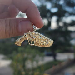 10K, 14K or 18K Gold Gun In Holster Pendant