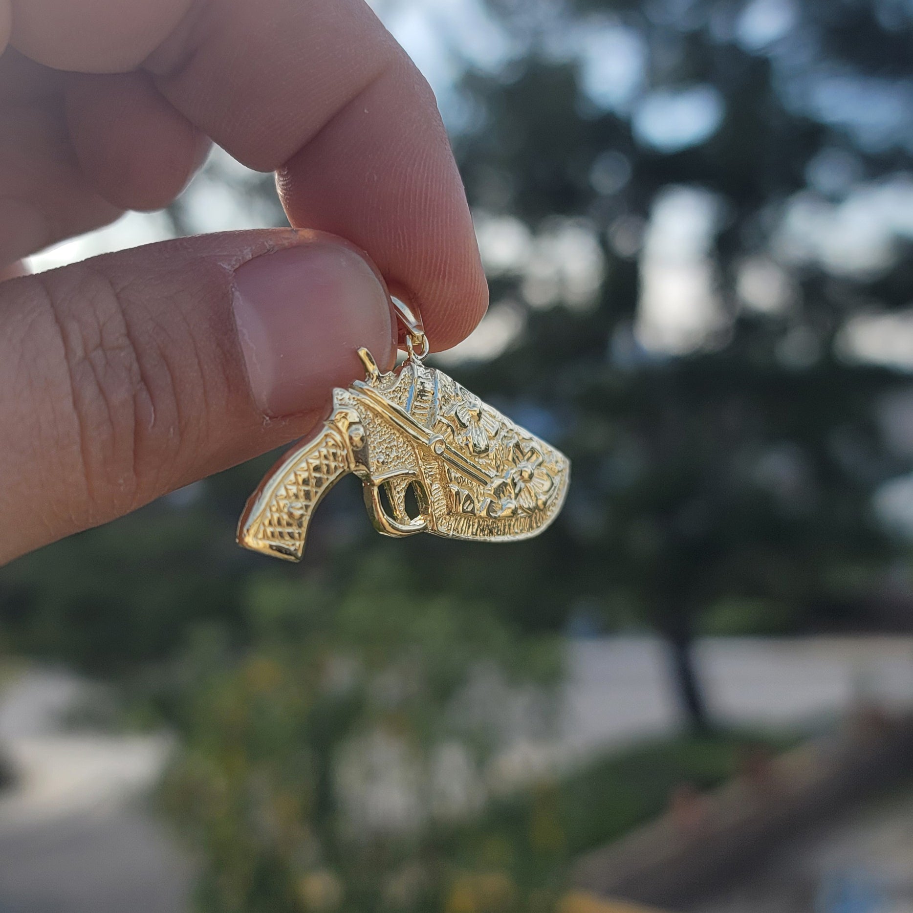 10K, 14K or 18K Gold Gun In Holster Pendant