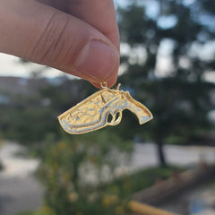 10K, 14K or 18K Gold Gun In Holster Pendant