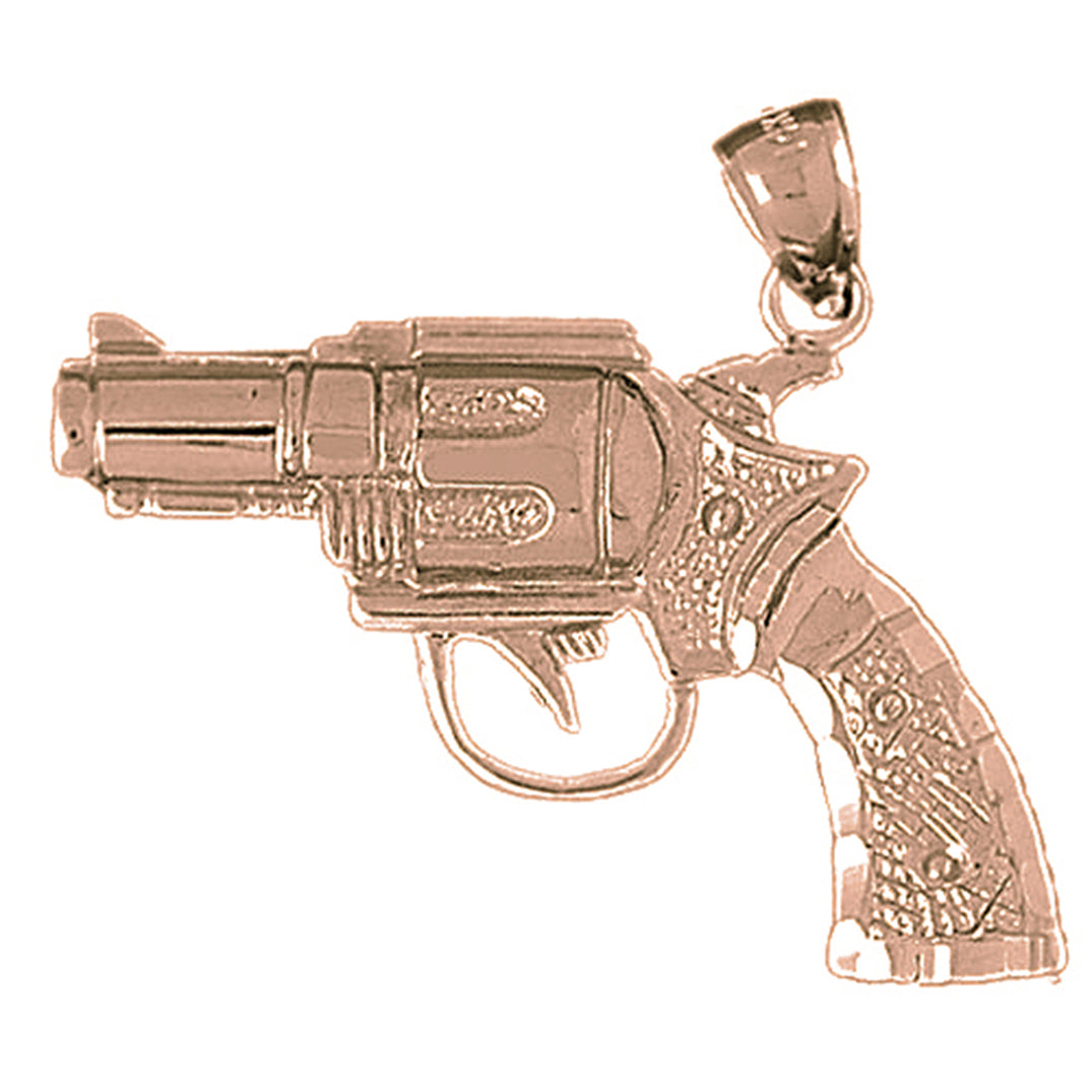 10K, 14K or 18K Gold Revolver Gun Pendant
