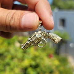 10K, 14K or 18K Gold Revolver Gun Pendant
