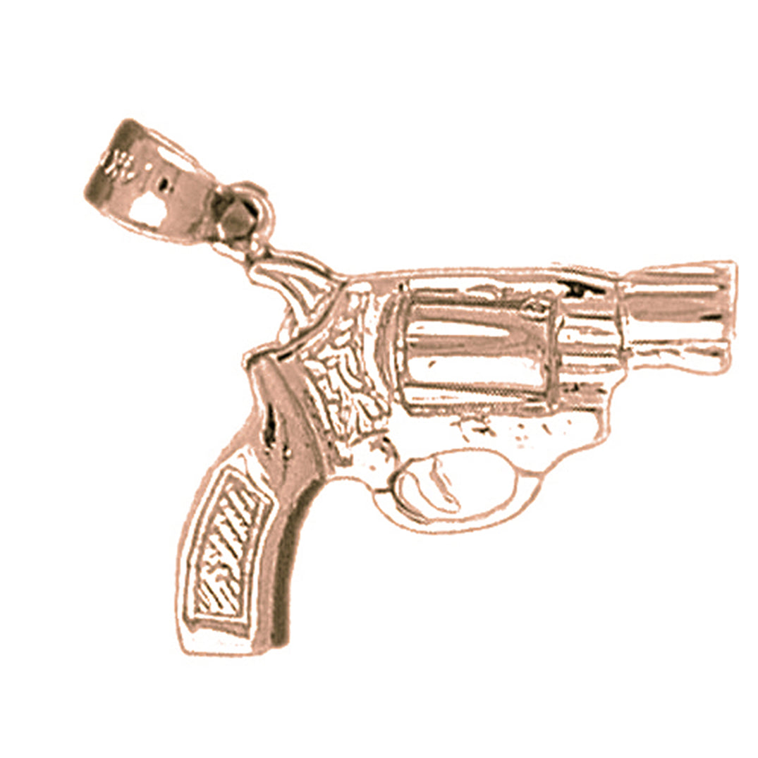10K, 14K or 18K Gold Revolver Gun Pendant