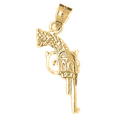 14K or 18K Gold 3D Revolver Gun Pendant