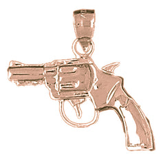 14K or 18K Gold Revolver Gun Pendant