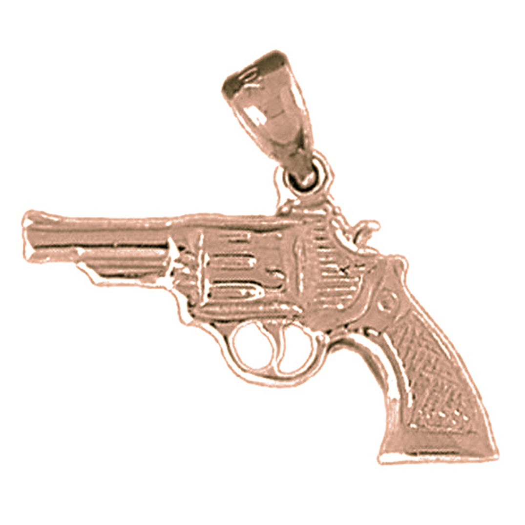 10K, 14K or 18K Gold Revolver Gun Pendant