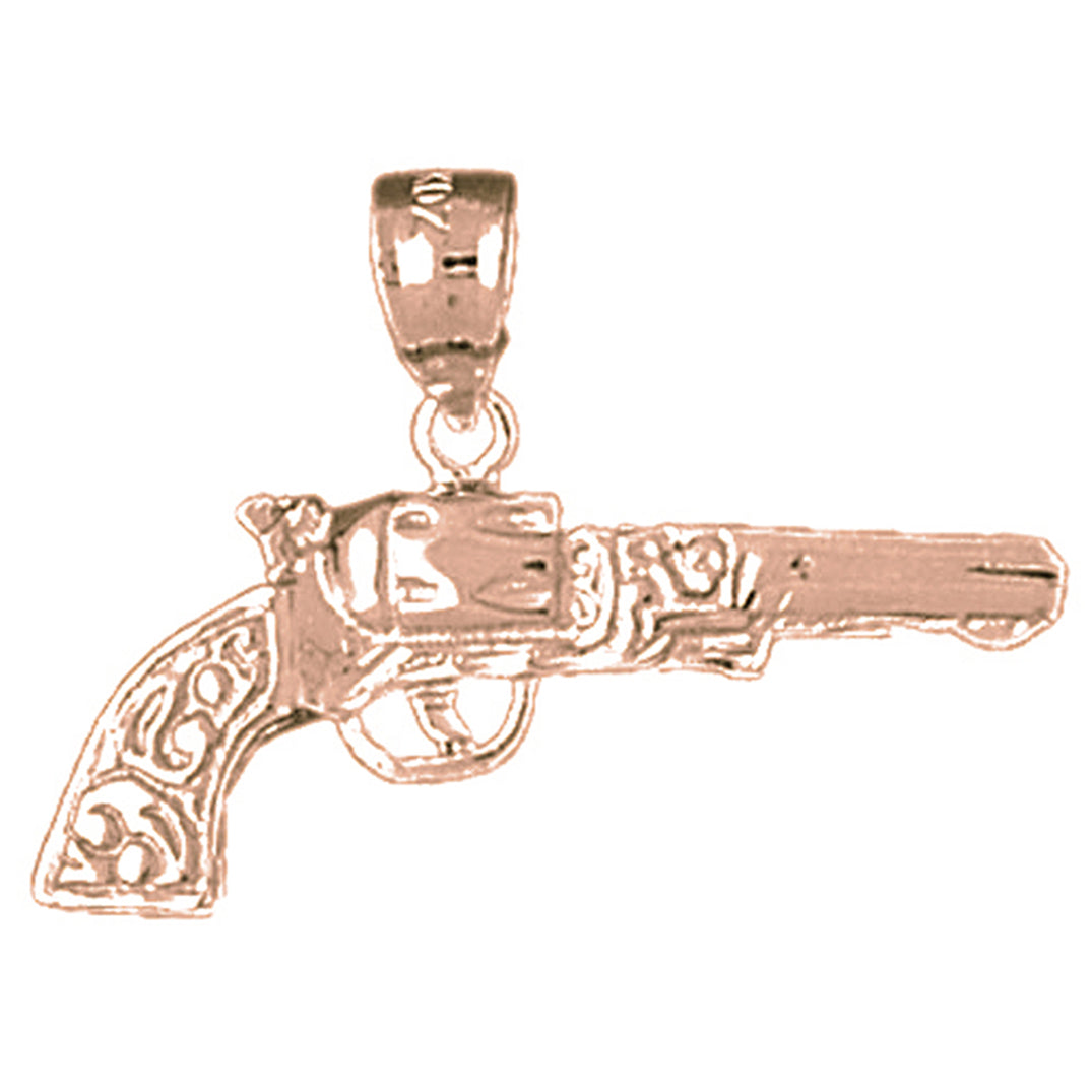14K or 18K Gold Revolver Gun Pendant