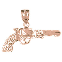 14K or 18K Gold Revolver Gun Pendant