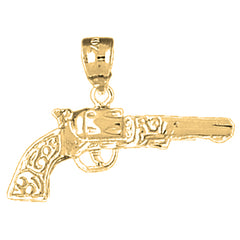 14K or 18K Gold Revolver Gun Pendant